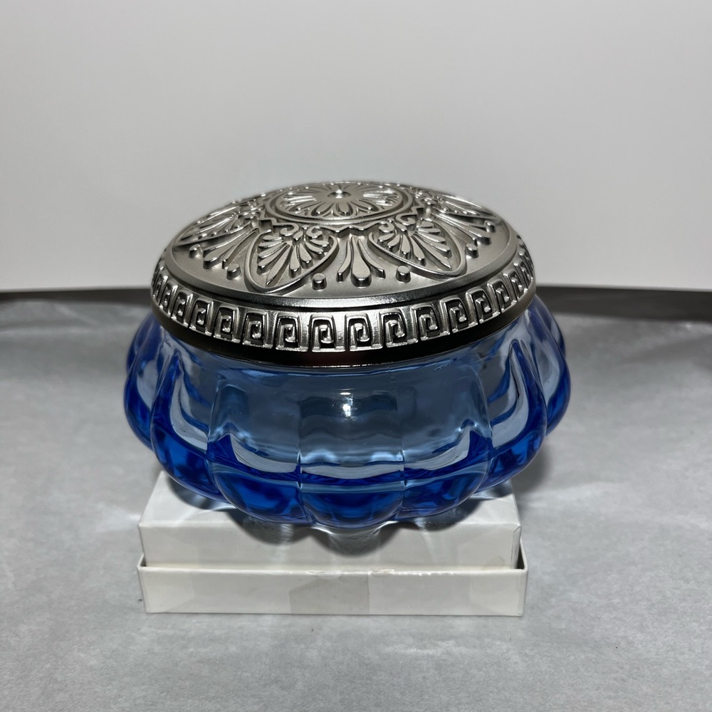 Doulton Blue Glass Body Cream Jar